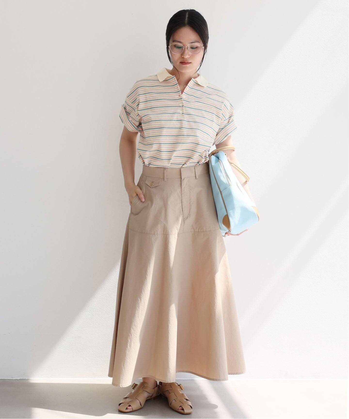 IENA マルチボーダーラガーシャツ イエナ トップス カットソー・Tシャツ パープル グリーン
