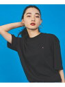 【SALE/40%OFF】TOMMY HILFIGER (W)TOMMY HILFIGER(トミーヒルフィガー) コットンTシャツ トミーヒルフィガー カットソー Tシャツ ブラック ネイビー ブルー ホワイト