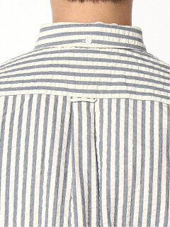 Indigo Seersucker Short-Sleeve Popover Buttondown Shirt 11-01-0750-139: Navy Stripe Indigo Seersucker Short-Sleeve Popover Buttondown Shirt 11-01-0750-139: Navy Stripe