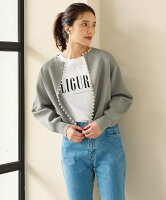 UNITED ARROWS green label relaxing フェイクパール クロップド カーディガン -ウォッシャブル- ユナイテッドアローズ グリーンレーベルリラクシング トップス カーディガン グレー ホワイト ネイビー