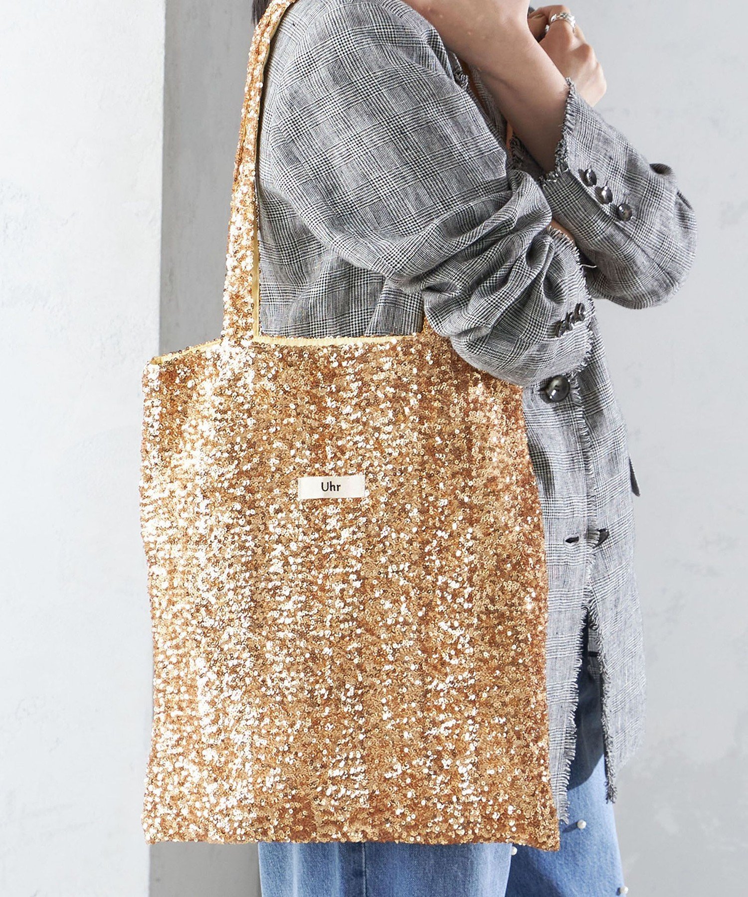 SHIPS WOMEN 【SHIPS別注】Uhr:スパンコール トート バッグ シップス バッグ トートバッグ シルバー ゴールド【送料無料】のサムネイル