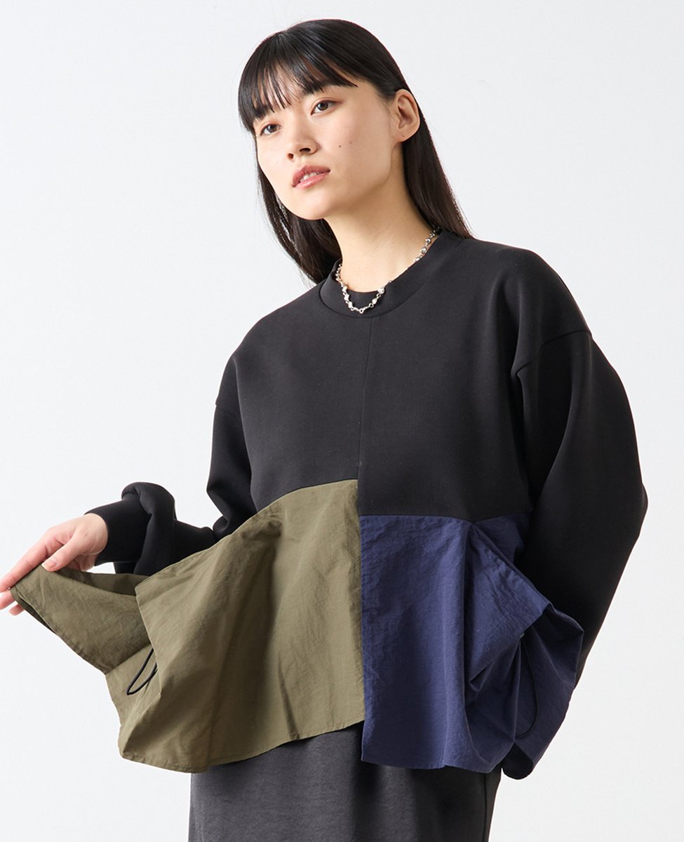 Soffitto 異素材使いプルオーバー ソフィット トップス カットソー・Tシャツ ホワイト ブラック グレー