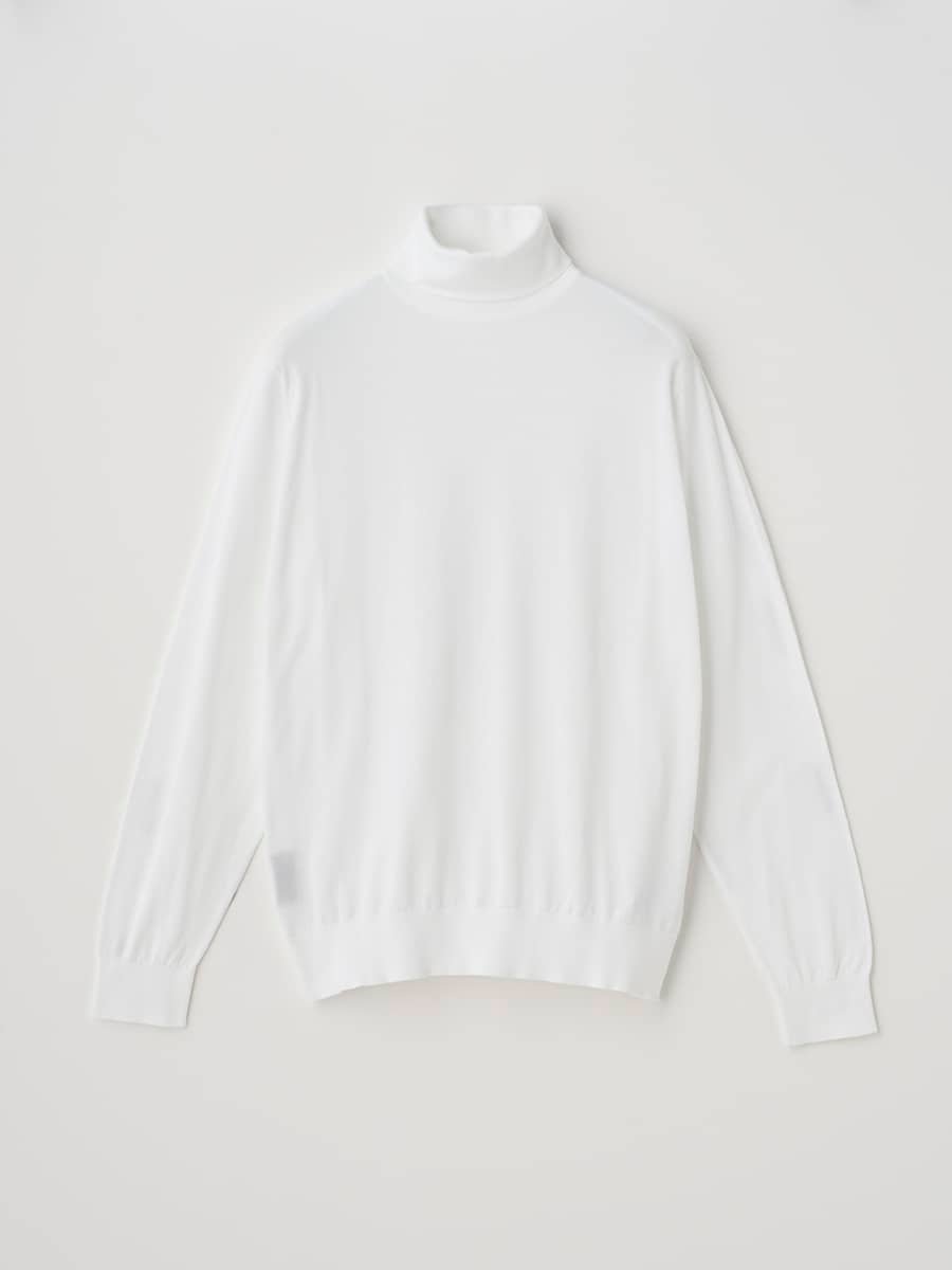 JOHN SMEDLEY タートルネック長袖コットンニットプルオーバー ｜ S4751 ｜ 30G MODERN FIT ジョンスメドレー トップス ニット ホワイト【送料無料】