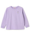 MINIMAL くまワンポイント天竺ロングTシャツ ナルミヤオンライン トップス カットソー・Tシャツ カーキグリーン パープル ホワイト グレー