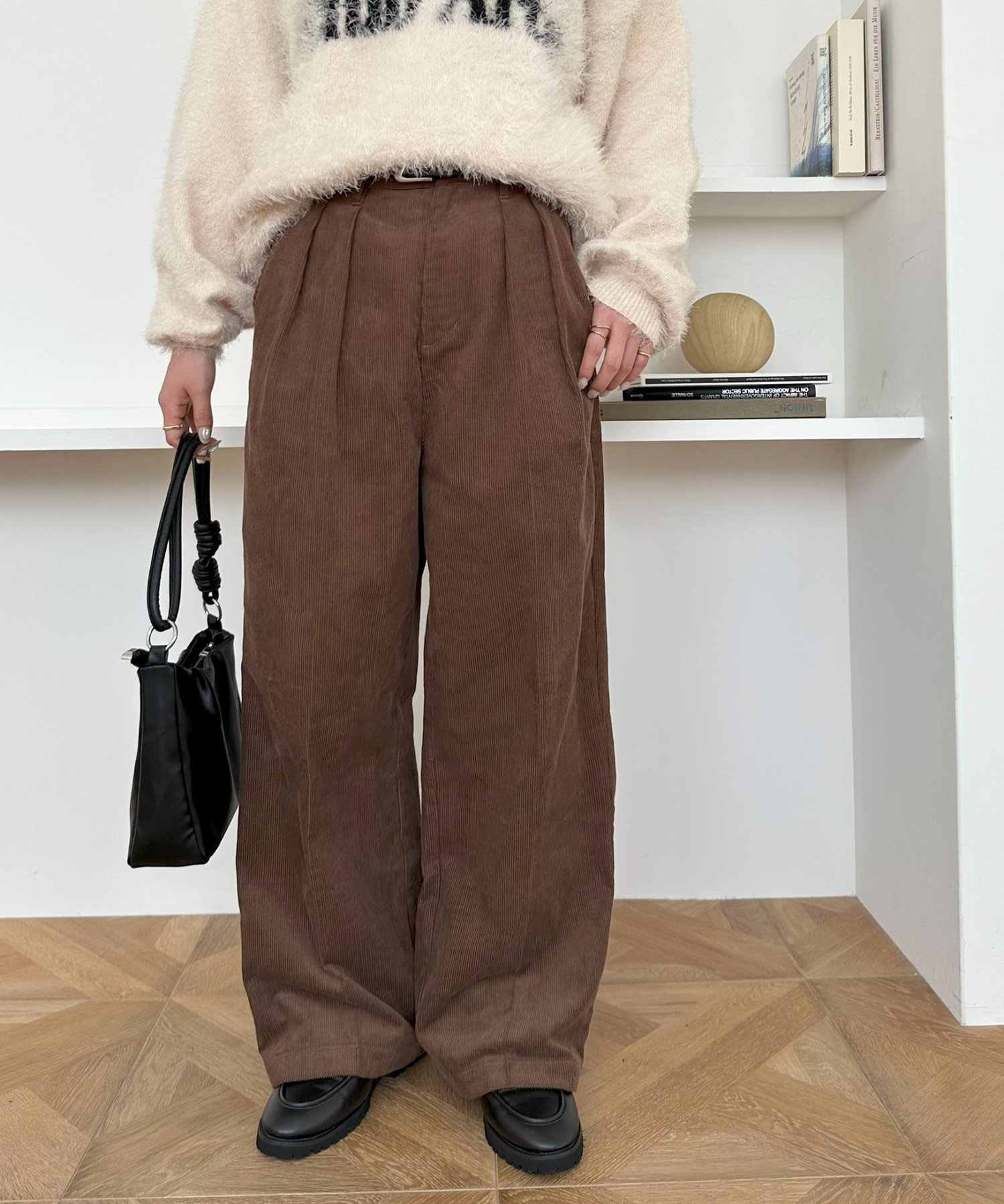 Discoat 【ユニセックス】コーデュロイタックワイドパンツ ディスコート パンツ その他のパンツ ブラウン グレー【送料無料】