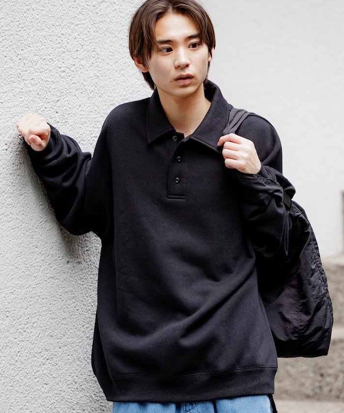 【SALE／21%OFF】FREAK'S STORE リラックスフィット スピンドル ポロカラー スウェット / ヘムコード 【限定展開】 25AW フリークスストア トップス スウェット・トレーナー グレー ネイビー ブラック【送料無料】