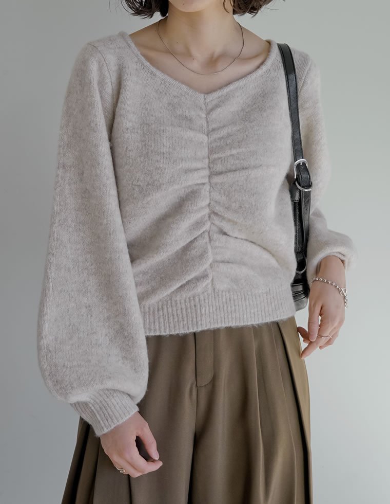 Re:EDIT フロントシャーリングニットプルオーバー リエディ トップス ニット グレー ホワイト【送料無料】 stylife-15368192 Rakuten Fashion パッケージ画像