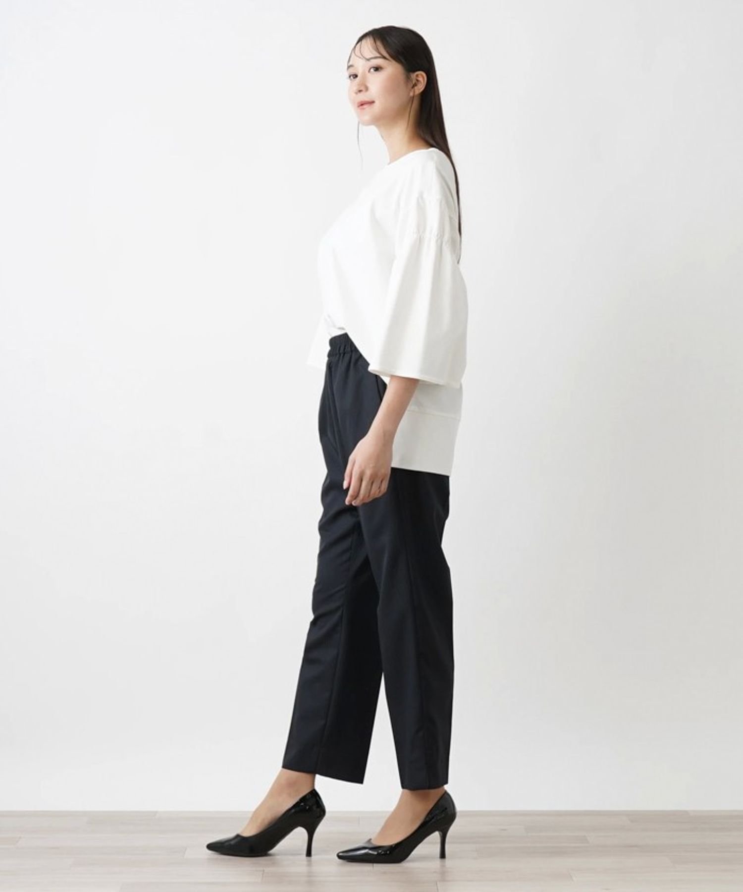 Leilian PLUS HOUSE クロップドカジュアルパンツ【BOURGE】 レリアン プラスハウス パンツ その他のパンツ ネイビー