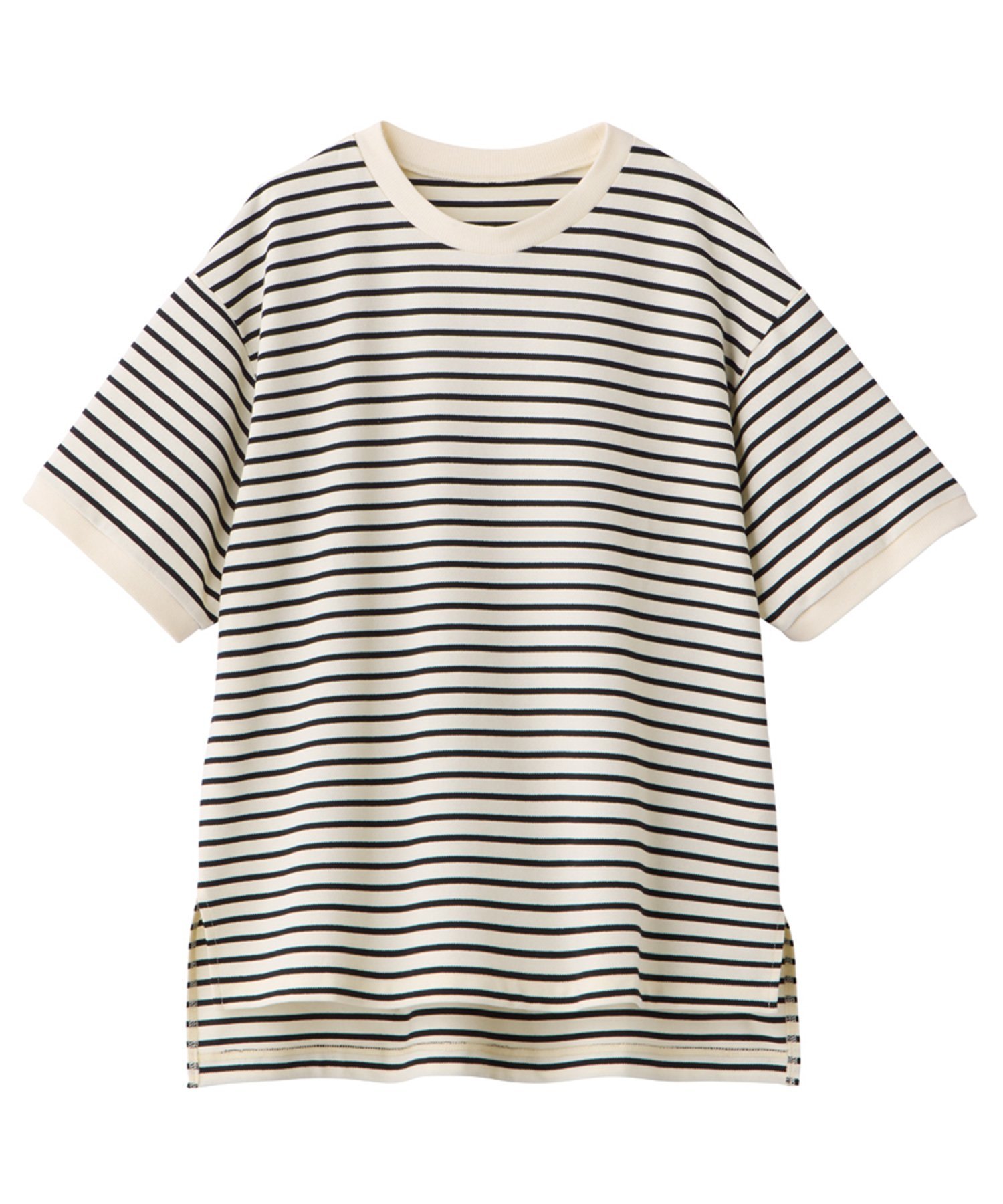 【綿混】ボーダー柄半袖Tシャツ レディース ギャルリ イチハチキュウロク バイ グンゼ トップス カットソー・Tシャツ ホワイト