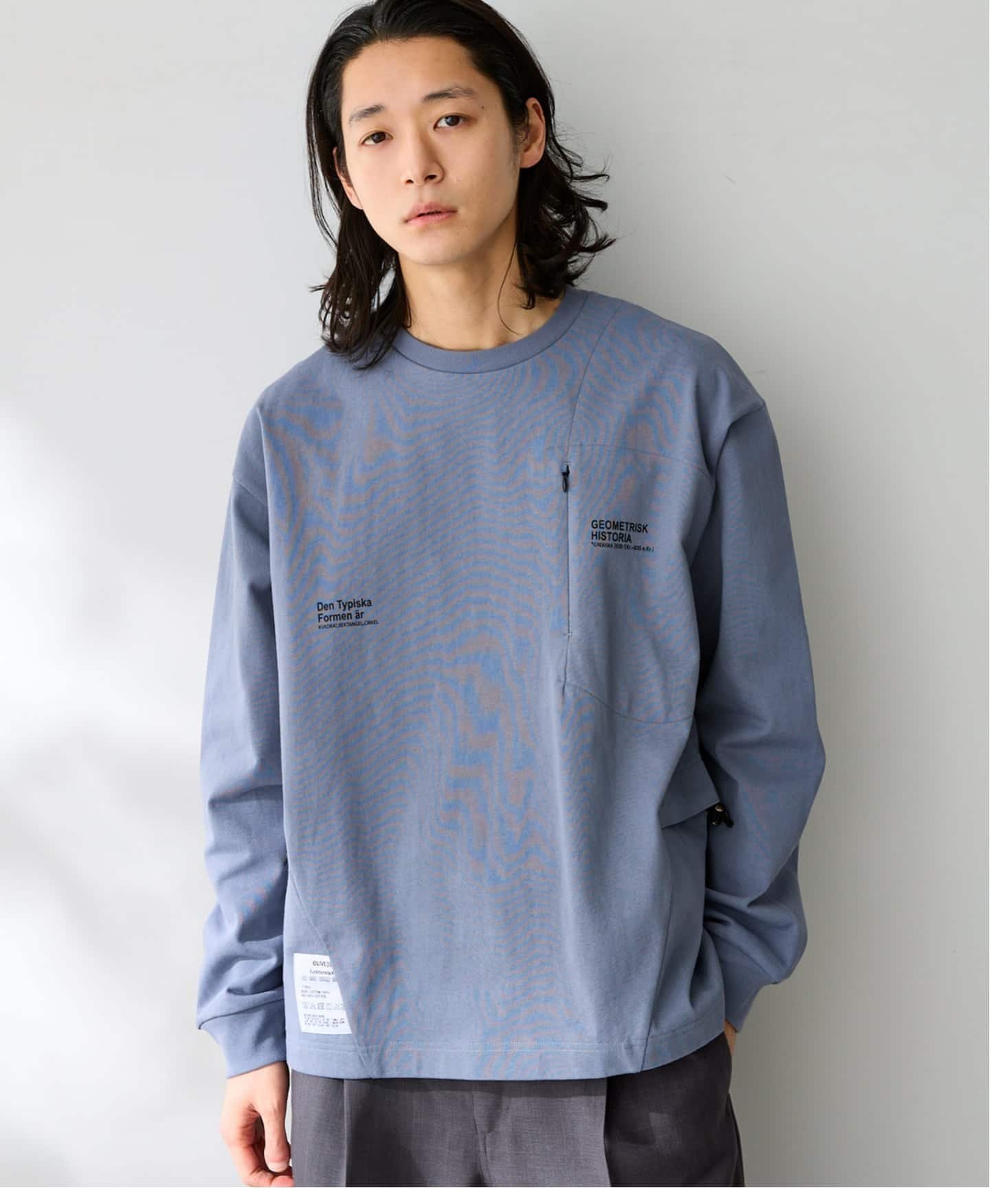 OLIVEDRAB CARRY PKT L/S-T ベーセーストック トップス カットソー・Tシャツ ホワイト ブルー ピンク ブラック
