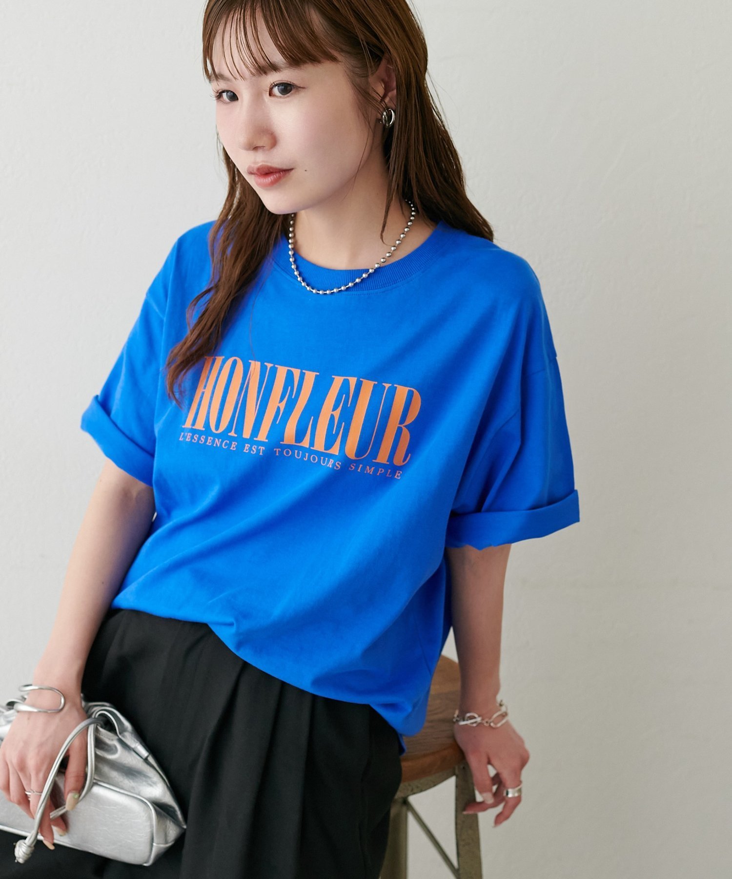 【Enlude/着回し抜群◎】フレンチロゴTシャツ《ユニセックス》 ディスコート トップス カットソー・Tシャツ グレー ブラウン ホワイト ブルー