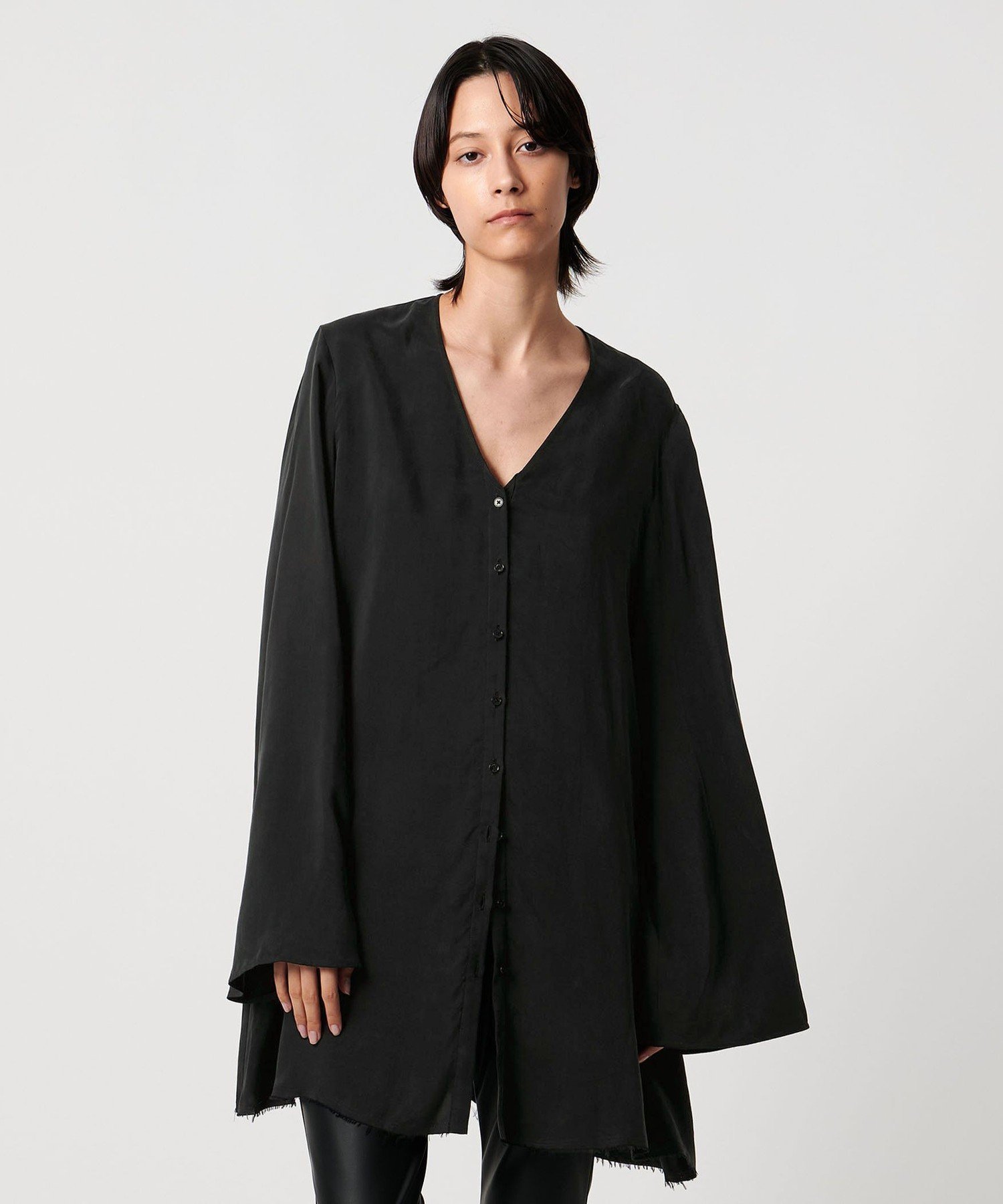 【SALE／30%OFF】AEWEN MATOPH ＜AEWEN MATOPH＞フレアVネックシャツワンピース ユナイテッドアローズ アウトレット ワンピース・ドレス ワンピース ブラック ホワイト【送料無料】