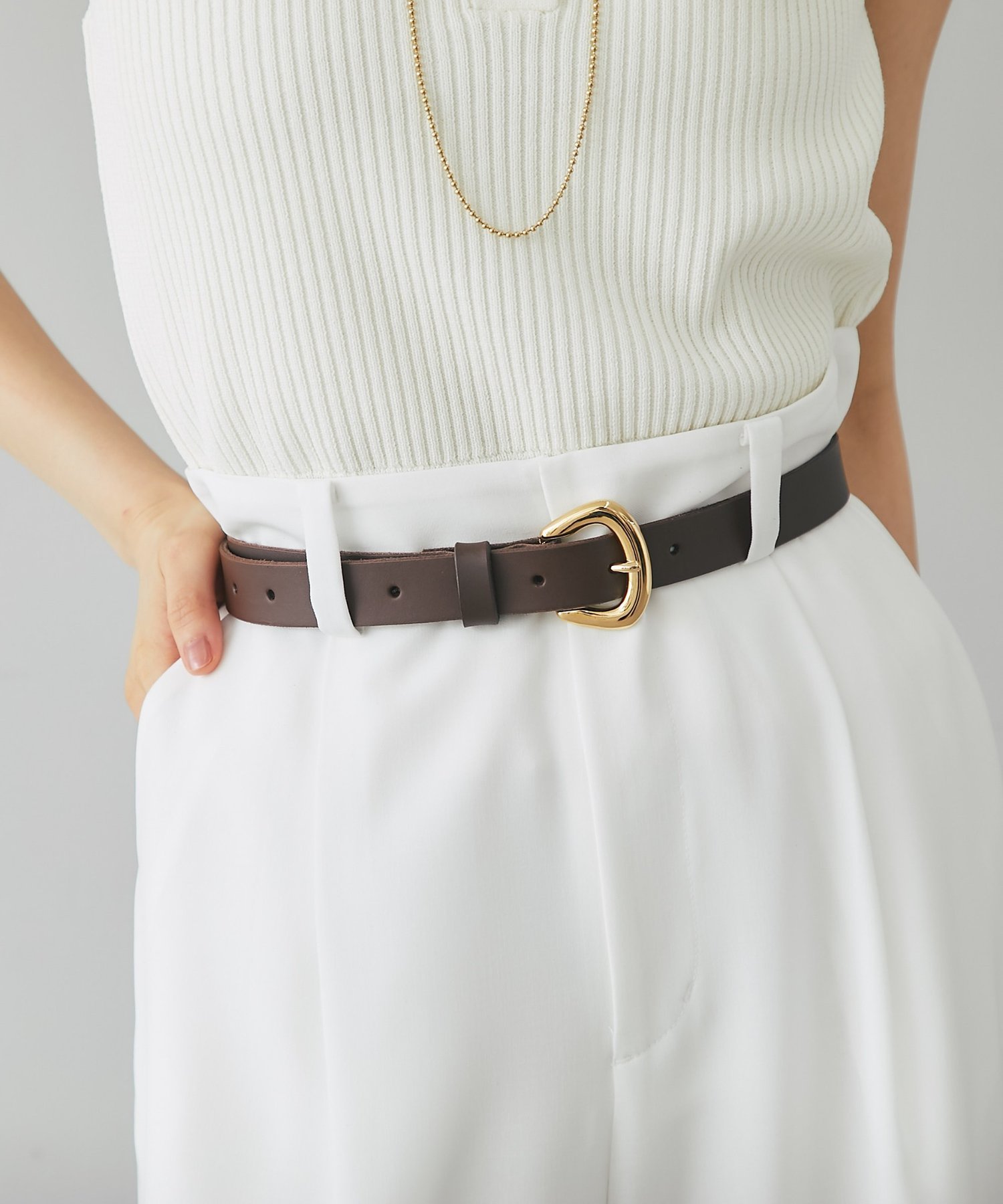 La boutique BonBon 【miki監修】ワイドバックル10穴ベルト ラブティックボンボン ファッション雑貨 ベルト ブラウン ブラック【送料無料】