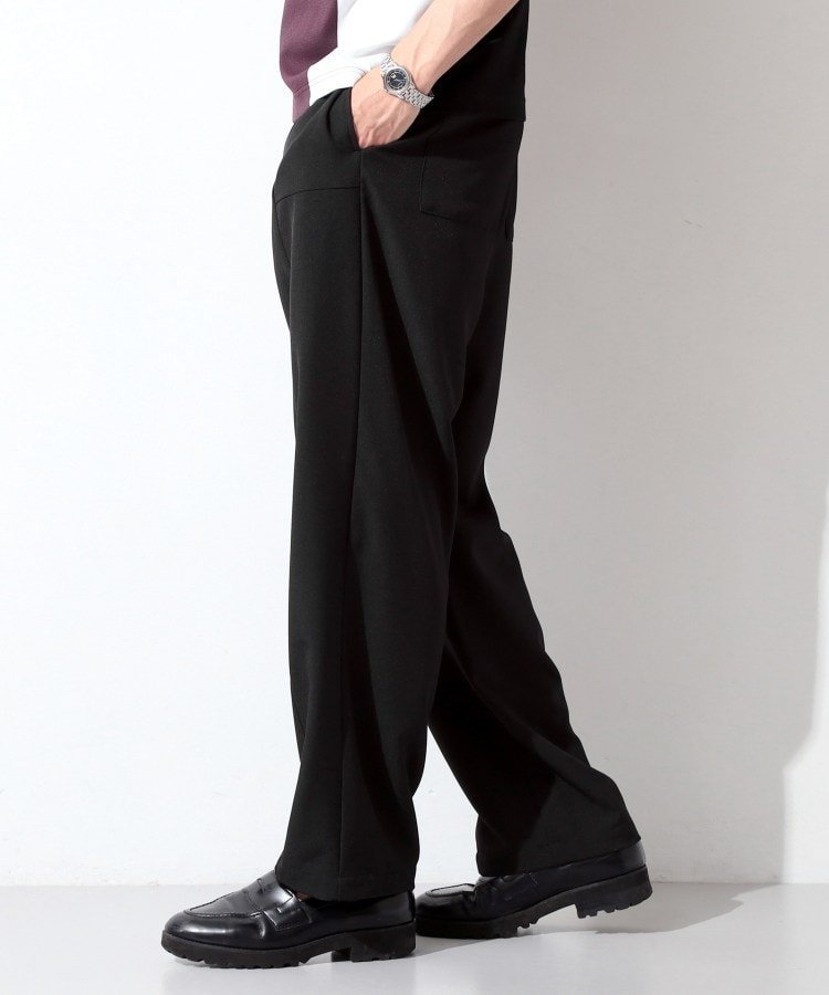 THE SHOP TK 【ベルト要らず/ウエストゴム】ワイドストレート イージーパンツ ザ ショップ ティーケー パンツ その他のパンツ ベージュ ブラック