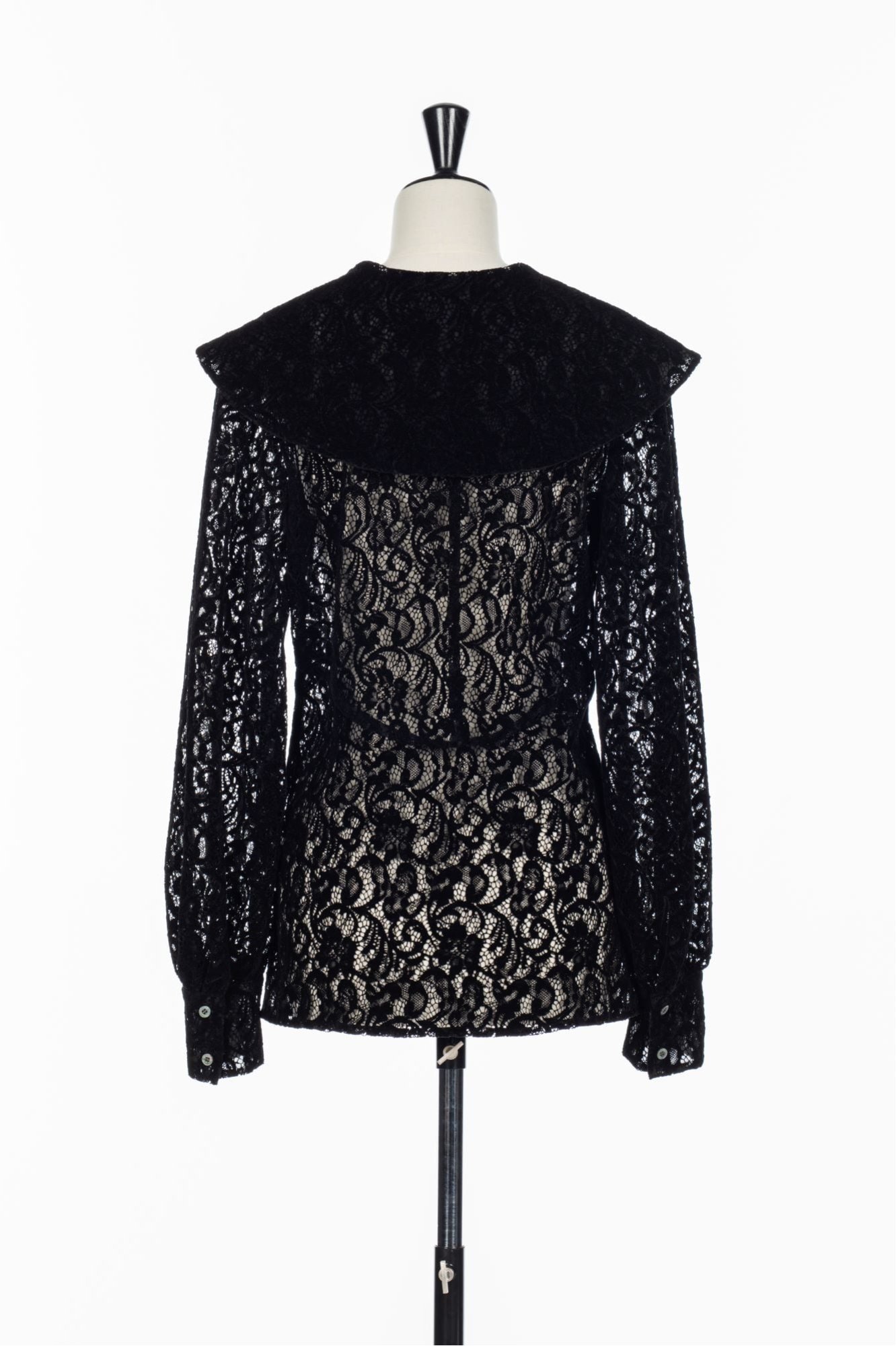 FLOCKED LACE SAILOR COLLAR BLOUSE フェティコ トップス シャツ・ブラウス ホワイト ブラック