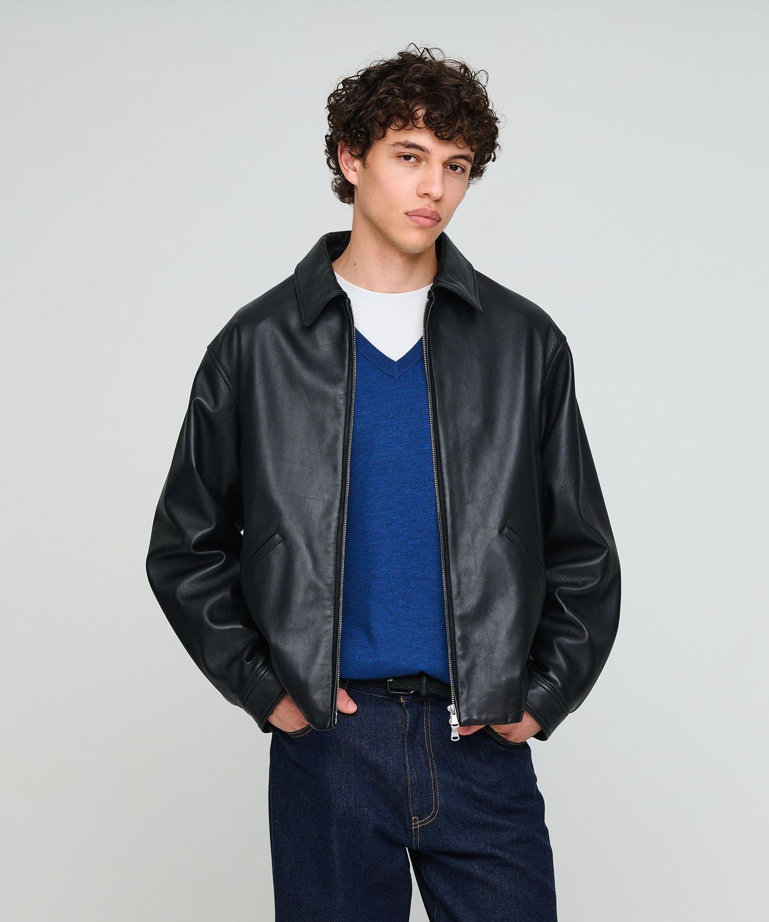 UNITED ARROWS green label relaxing ラムレザー トラッカー ジップ ブルゾン ユナイテッドアローズ グリーンレーベルリラクシング ジャケット・アウター その他のジャケット・アウター ブラック【送料無料】