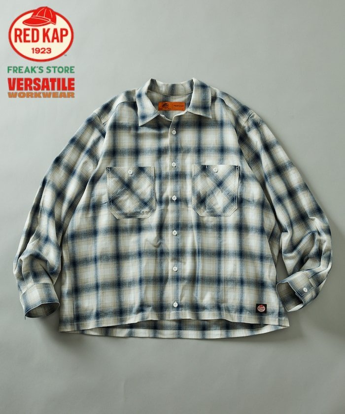 【SALE／10%OFF】RED KAP RED KAP × FREAK'S STORE 別注 クロップド フランネル ロングスリーブ ワークシャツ 26AW フリークスストア トップス シャツ・ブラウス グリーン ブラック ホワイト【送料無料】