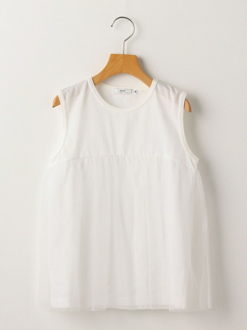【SALE／40%OFF】SHIPS KIDS SHIPSKIDS:ドットチュールノースリーブカットソー(140~150cm) シップス カットソー タンクトップ ホワイト