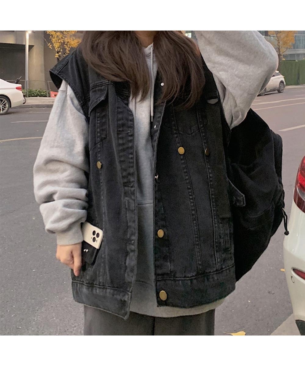 【SALE／35%OFF】miniministore デニムベスト ジレ 重ね着デニムチョッキ ミニミニストア トップス ベ..