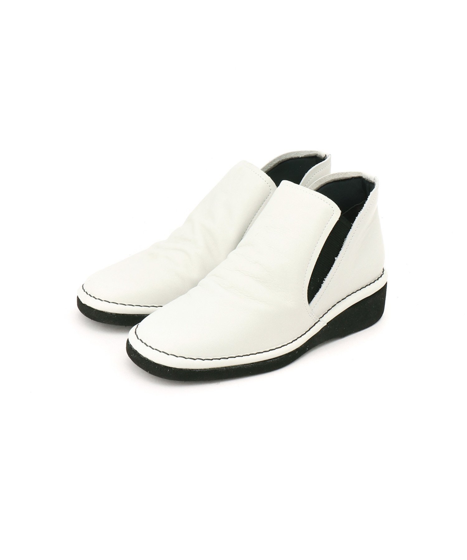 Creer Creer/本革サイドゴアブーティ ラボキゴシ シューズ・靴 ブーツ ホワイト ブラック