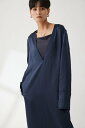 【SALE/50%OFF】crie conforto ディープVネックサテンドレス クリー コンフォルト ワンピース・ドレス ワンピース グレー ネイビー【送料無料】
