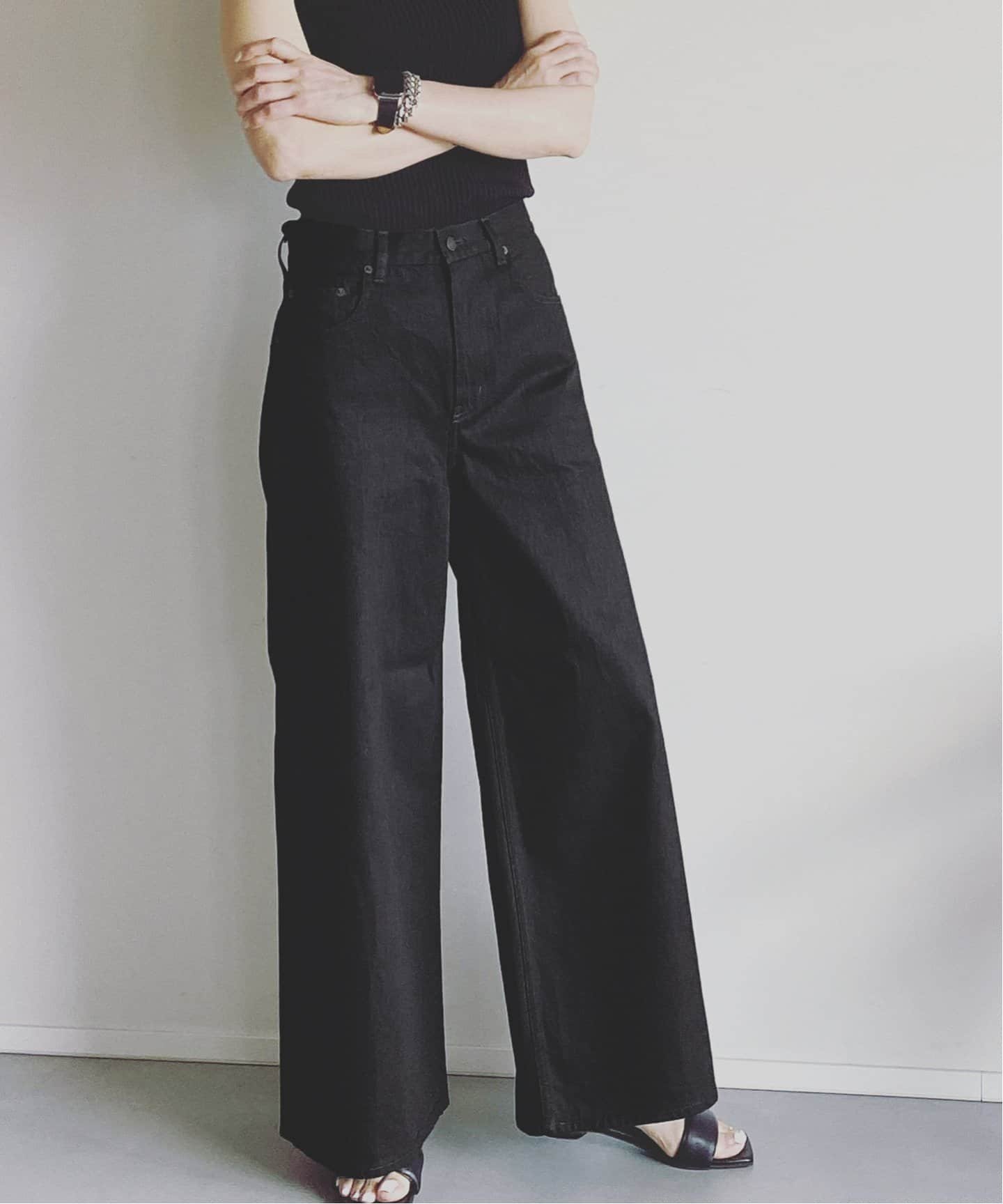 VERMEIL par iena 【woadblue エディター坪田あさみ】WIDE PANTS(ブラック) ヴェルメイユ パー イエナ パンツ ジーンズ デニムパンツ ブラック【送料無料】