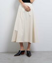 LANVIN en Bleu ストレッチサテンフレアスカート ランバンオンブルー スカート その他のスカート ホワイト ブラック【送料無料】