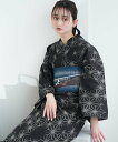 【SALE/19%OFF】utatane 綿麻*紅梅 日本製小幅生地使用 浴衣3点セット 黒地の麻の葉 ウタタネ 着物・浴衣・和装小物 浴衣 ブラック【送料無料...