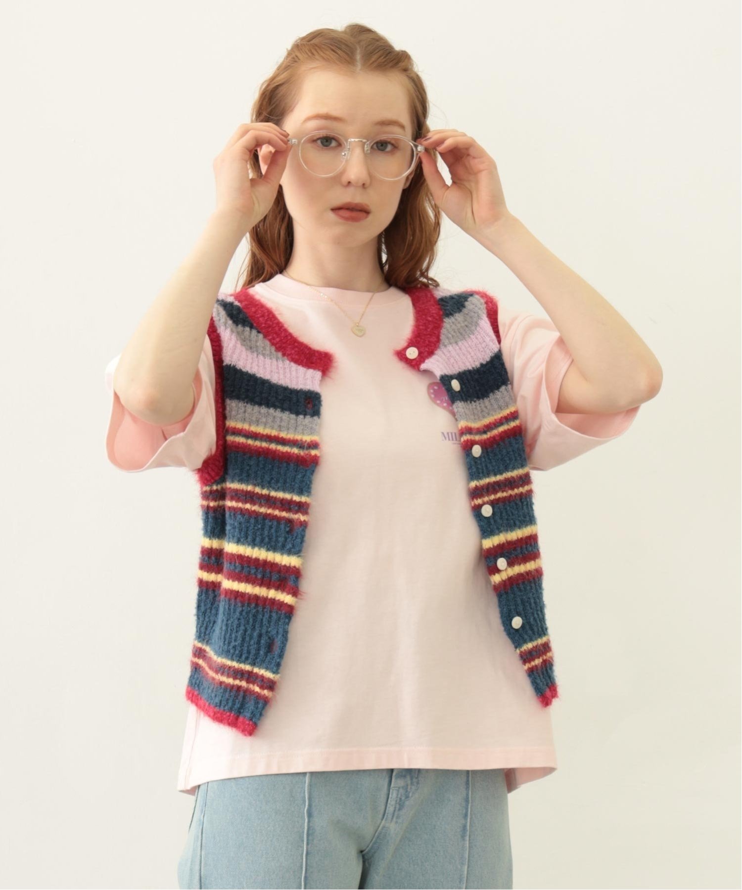 MILKFED. TWO-TYPE STRIPED KNIT VEST MILKFED. ミルクフェド トップス ベスト・ジレ パープル ブラウ..