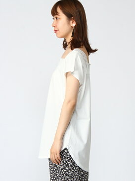 【SALE/55%OFF】JEANASiS スクエアネックレースFS ジーナシス カットソー ノースリーブカットソー ホワイト ブラック