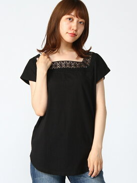 【SALE/55%OFF】JEANASiS スクエアネックレースFS ジーナシス カットソー ノースリーブカットソー ホワイト ブラック