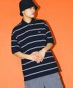 BEAMS FRED PERRY * BEAMS / 別注 ストライプ ポロシャツ ビームス メン トップス ポロシャツ ネイビー ブラック【送料無料】