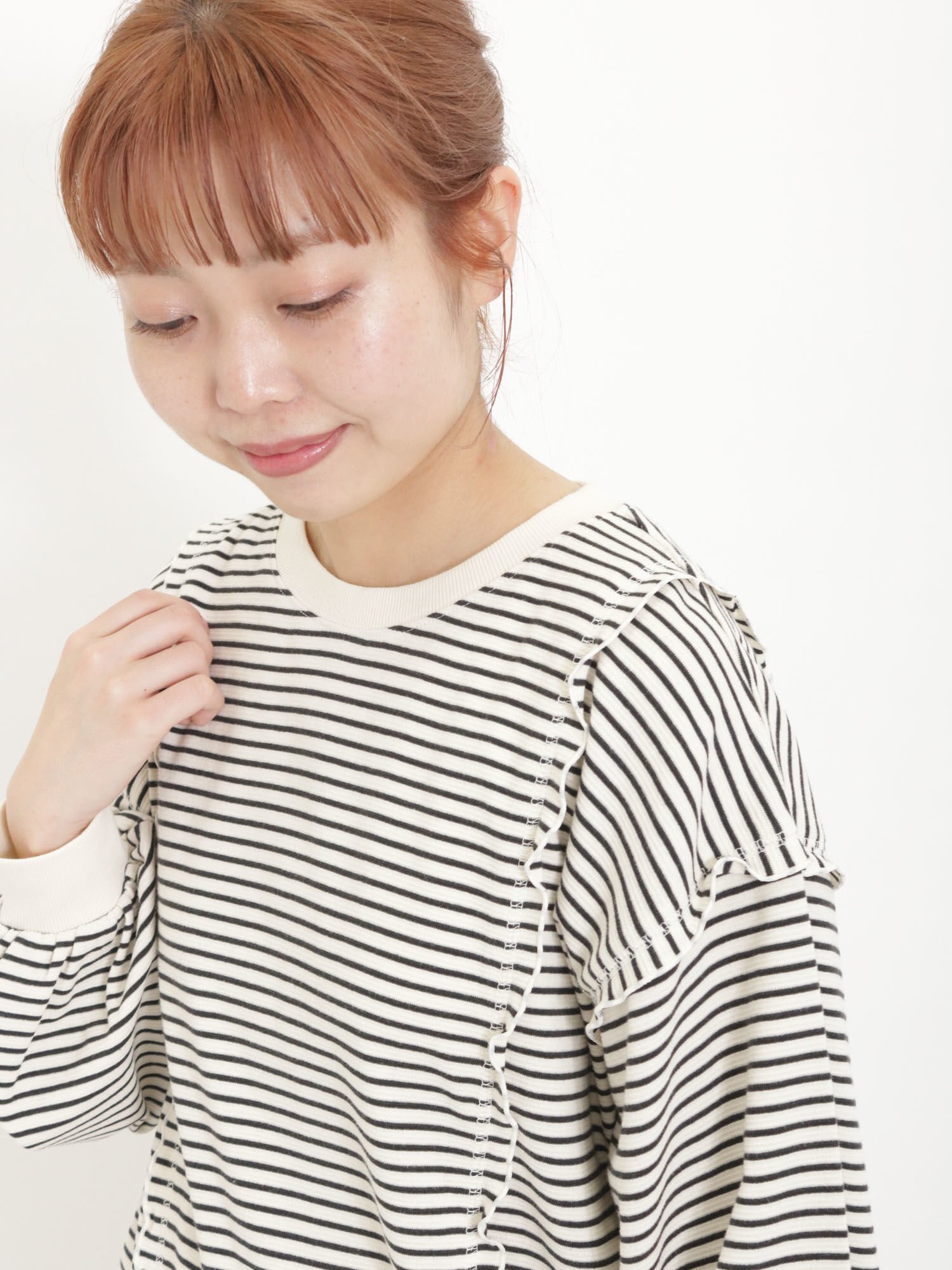 Samansa Mos2 【リサイクルコットン】メロー切替柄アソートトップス サマンサモスモス トップス カットソー・Tシャツ ブラック グリーン ブルー ブラウン【送料無料】のサムネイル