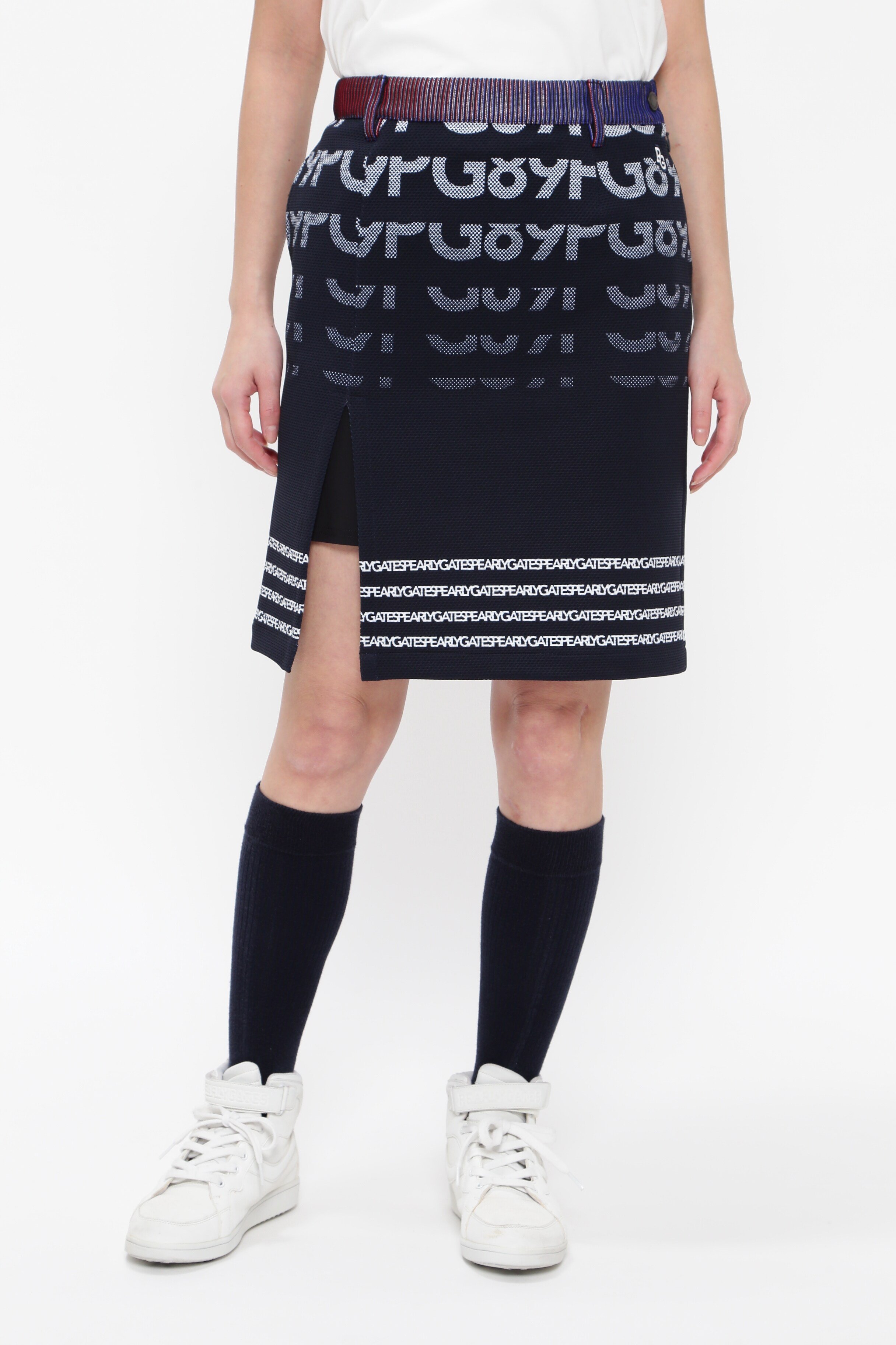 PEARLY GATES SPXブリスタージャガード スカート ＜パネルロゴグラデ柄プリント＞ パーリーゲイツ スカート その他のスカート ホワイト ネイビー
