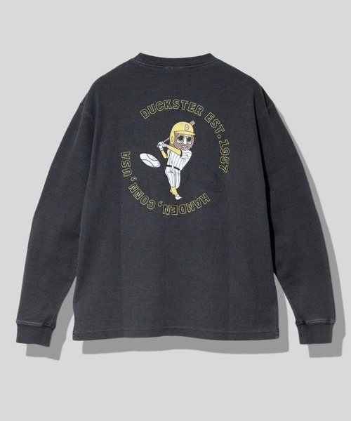 DUCKSTER/ダックスター ヴィンテージ調ワッフルL/STEE《Timelyhit》 (MENS) ゴースローキャラバン トップス カットソー・Tシャツ ブラック ホワイト