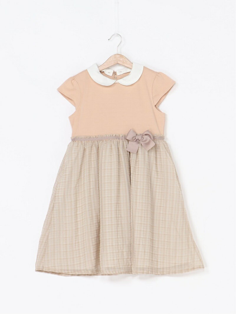 【SALE／62%OFF】petit main 襟付きシアーチェックワンピース ナルミヤオンライン ワンピース・ドレス その他のワンピース・ドレス ベージュ ネイビーのサムネイル