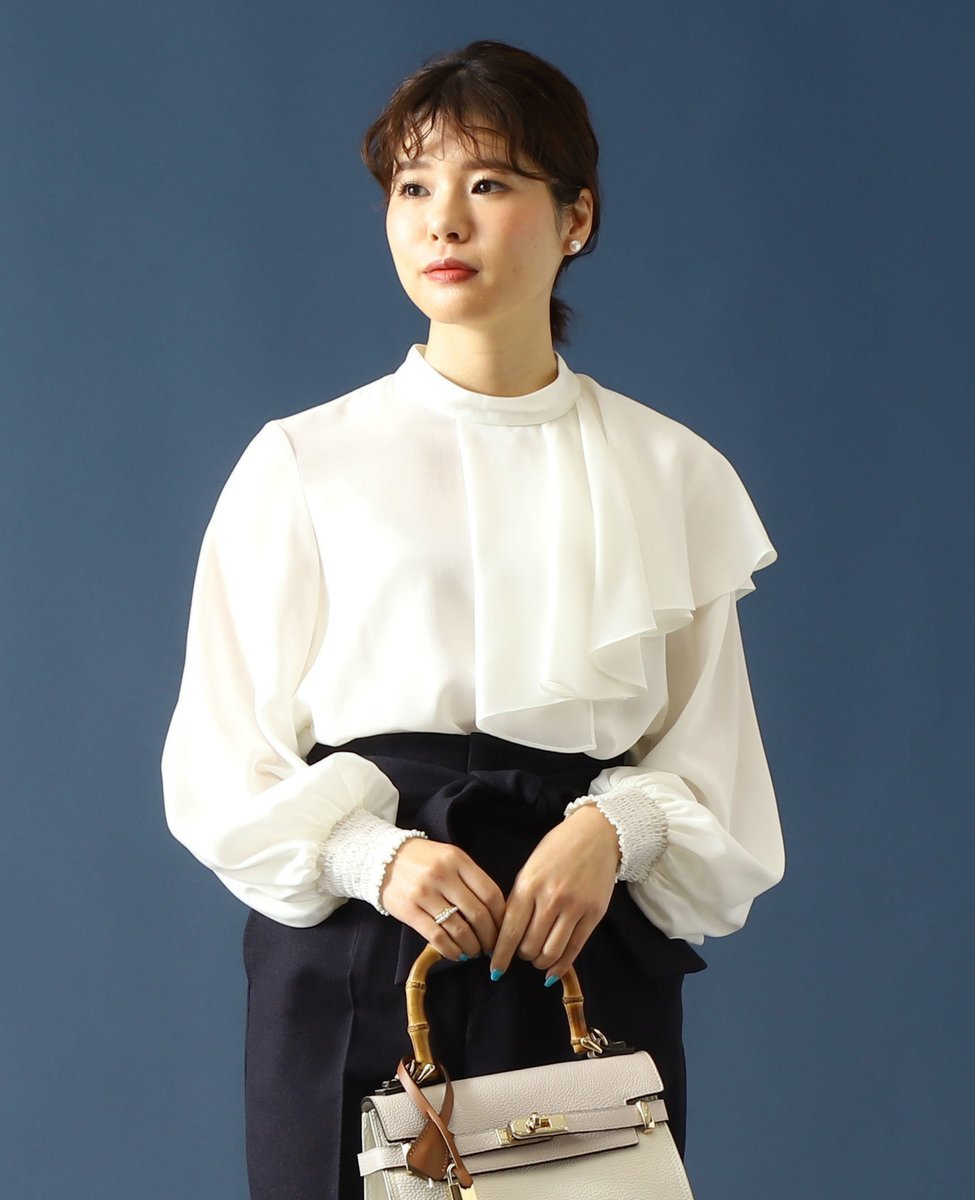 【SALE／60%OFF】TIARA アシンメトリーフレアブラウス ティアラ トップス シャツ・ブラウス ホワイト ピンク グリーン ネイビー【送料無料】のサムネイル