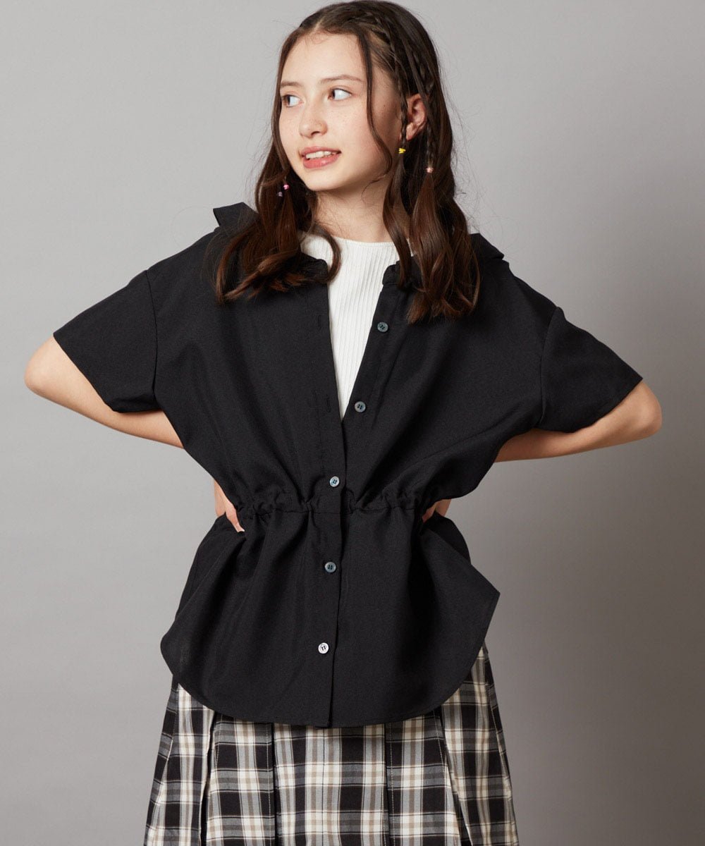 a.v.v [160]レイヤード風ブラウス アー・ヴェ・ヴェ トップス シャツ・ブラウス ブルー ブラック【送料無料】