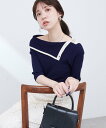 natural couture 【WEB限定】オフショルアシメネックリブニット ナチュラルクチュール トップス ニット ブルー ホワイト ネイビー ピンク【送料...