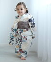 【SALE/30%OFF】utatane utatane 子供浴衣3点セット 女の子 きなりにえんじとからしの花輪 ウタタネ 着物・浴衣・和装小物 浴衣【送料無料】