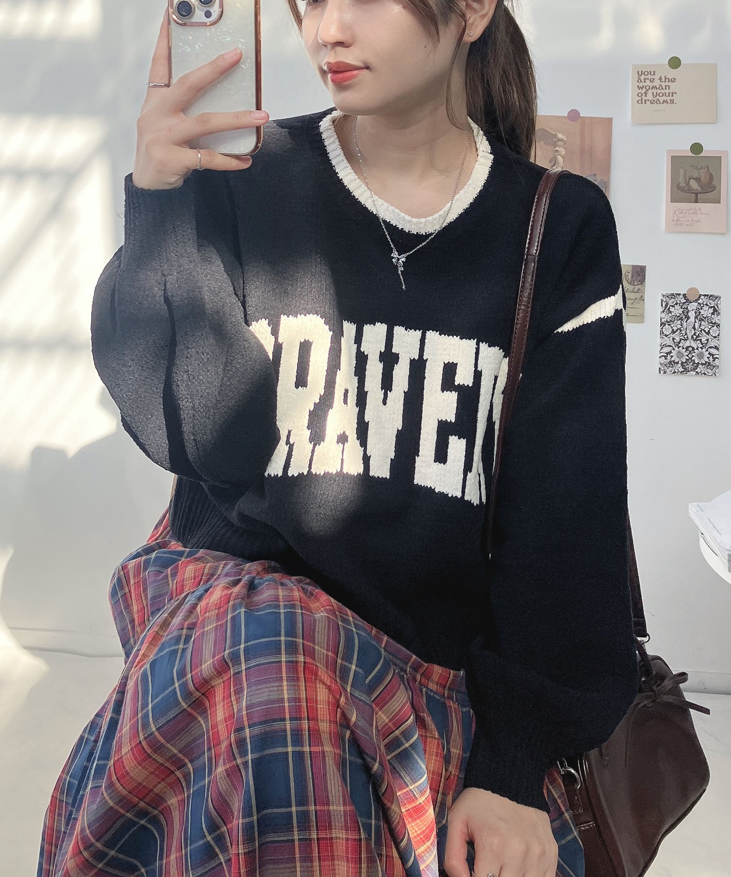 AS KNOW AS plus ♪カレッジロゴモールショート丈ニットプルオーバー アズノゥアズプラス トップス ニット ホワイト【送料無料】