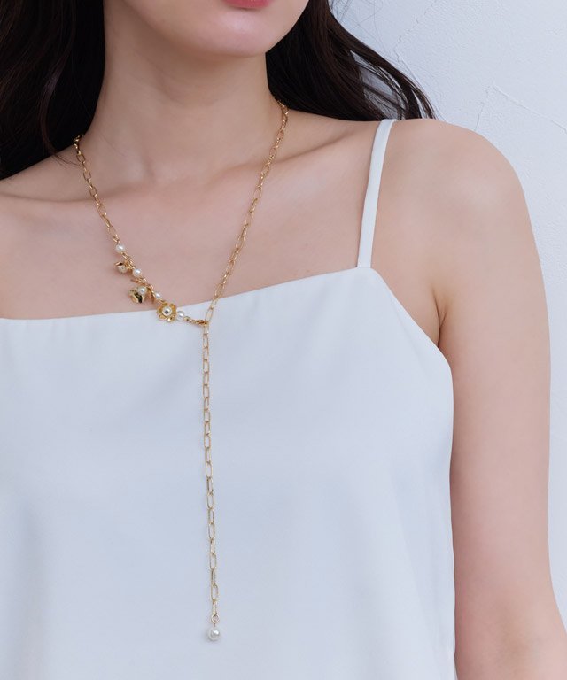 【SALE／20%OFF】Pierrot 2wayデザインチェーンフラワーモチーフネックレス ピエロ アクセサリー・腕時計 ネックレス ゴールド