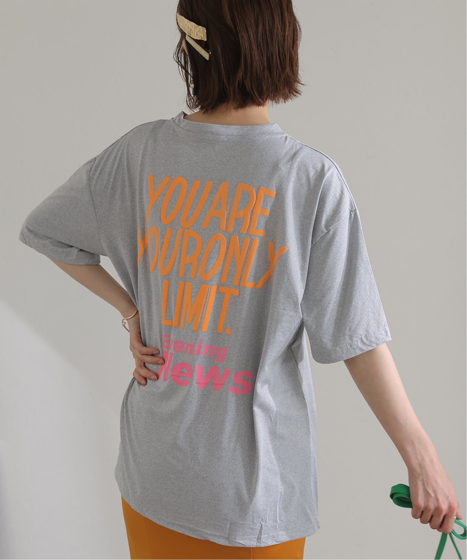 PourVous プリントTシャツ カットソーきれいめトップス 半袖 プールヴー トップス カットソー・Tシャツ..