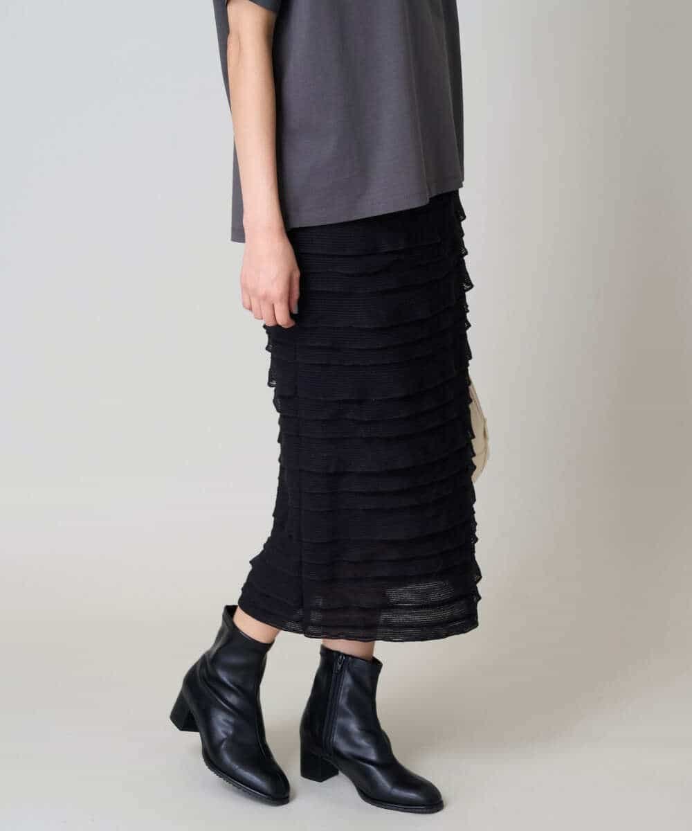 a.v.v 【マシンウォッシャブル/ストレッチ】フリルナロースカート アー・ヴェ・ヴェ スカート その他のスカート ブラック【送料無料】のサムネイル