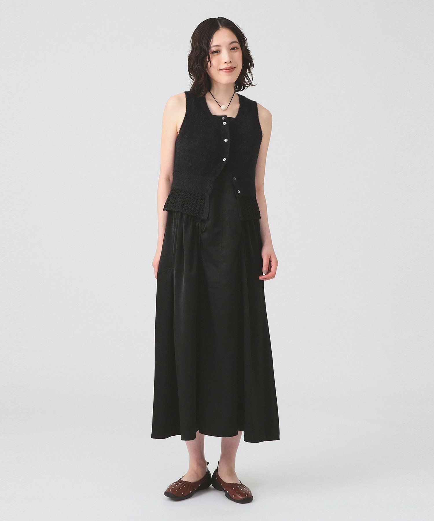 【SALE／50%OFF】Ray BEAMS シャギー メッシュ ベスト 25AW ビームス ウイメン トップス ベスト・ジレ ホワイト ブラック【送料無料】