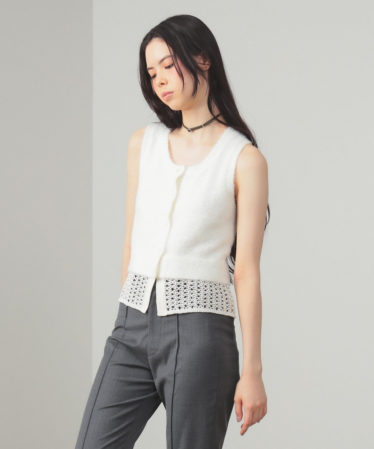 【SALE／30%OFF】Ray BEAMS 【9/25新規値下げ】シャギー メッシュ ベスト 25AW ビームス ウイメン トッ..