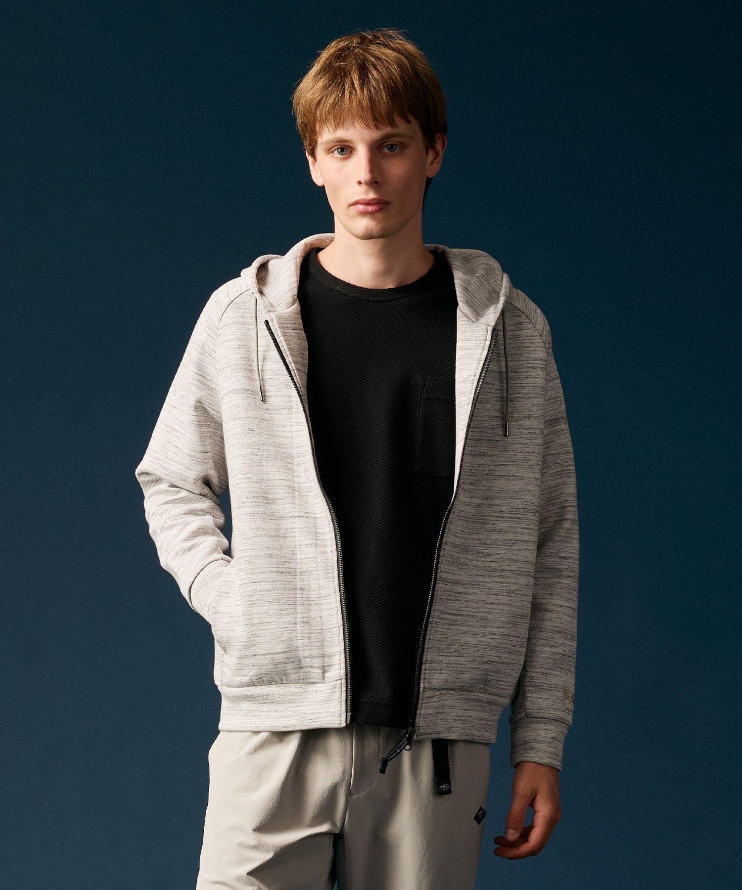 JOSEPH ABBOUD 【軽量/ソフト】ソフトダンボールニットジップパーカー ジョセフアブード トップス スウェット・トレーナー ネイビー ブラック【送料無料】