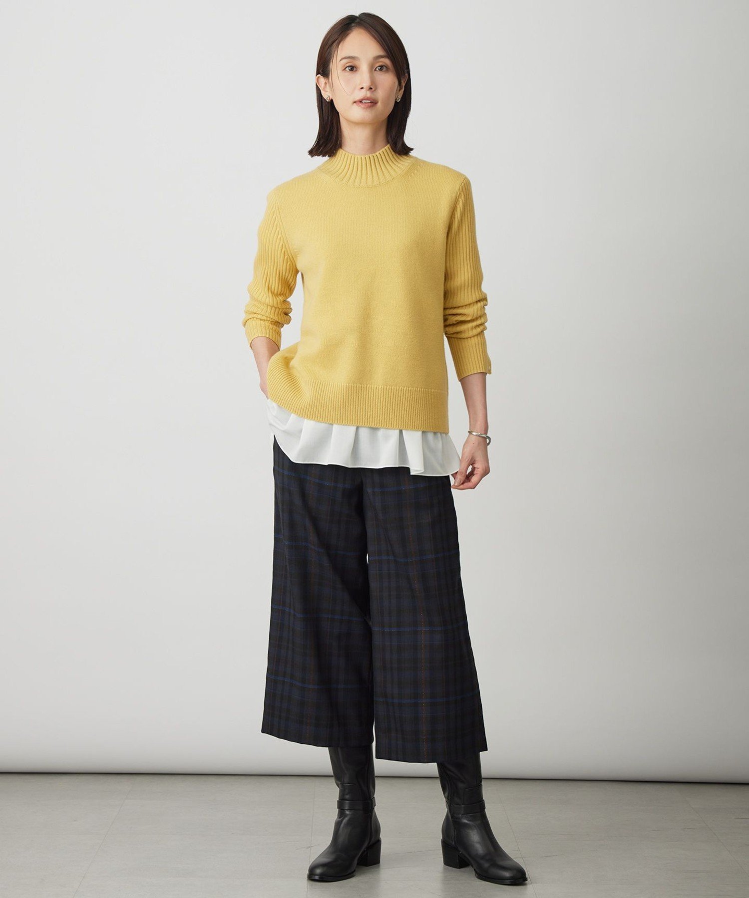 J.PRESS milledタータンラメチェック クロップド パンツ ジェイプレス パンツ その他のパンツ ブラウン ネイビー
