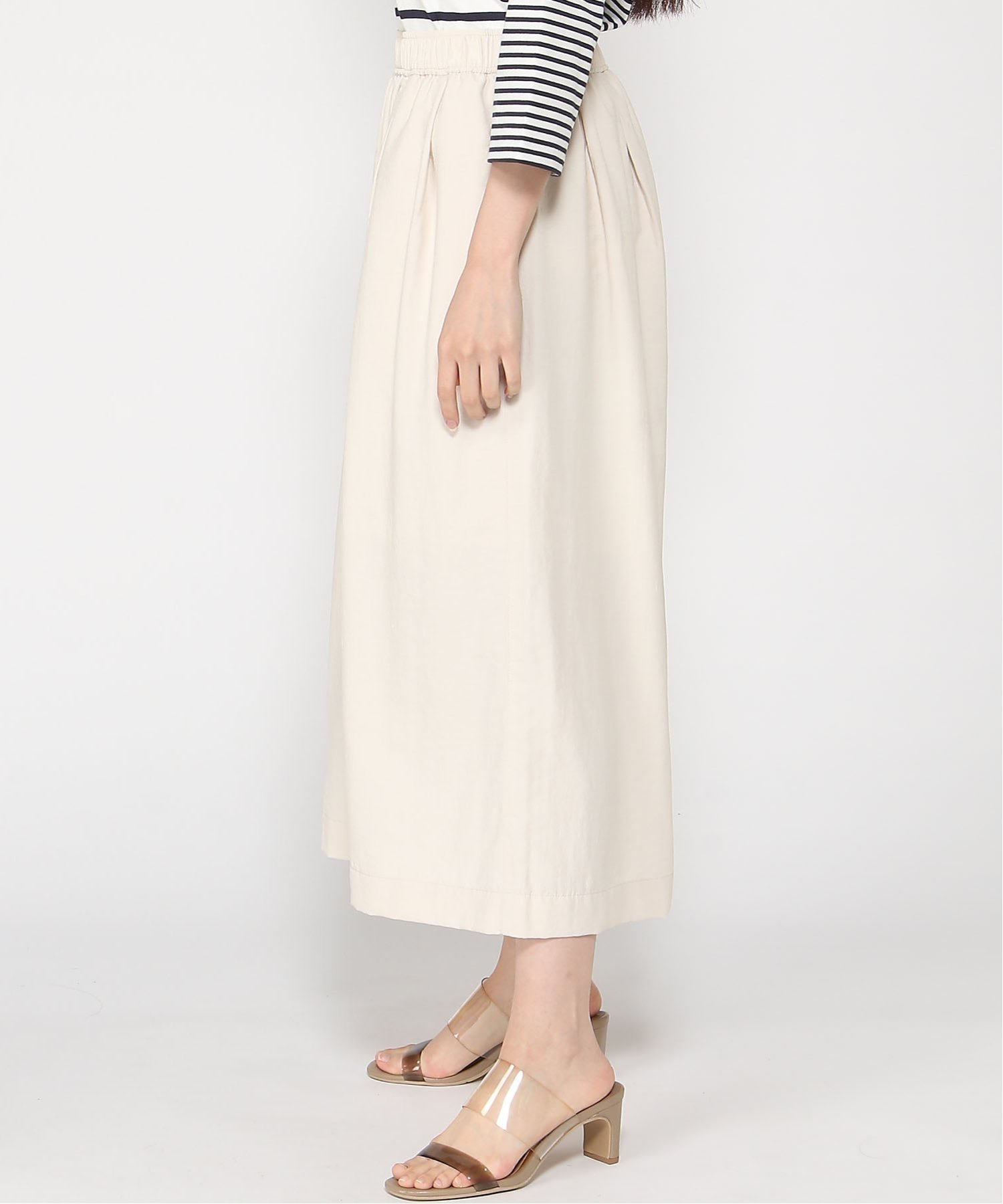 CROCODILE (W)ウエストゴム ガウチョ パンツ クロコダイル パンツ その他のパンツ ブルー ホワイト【送料無料】