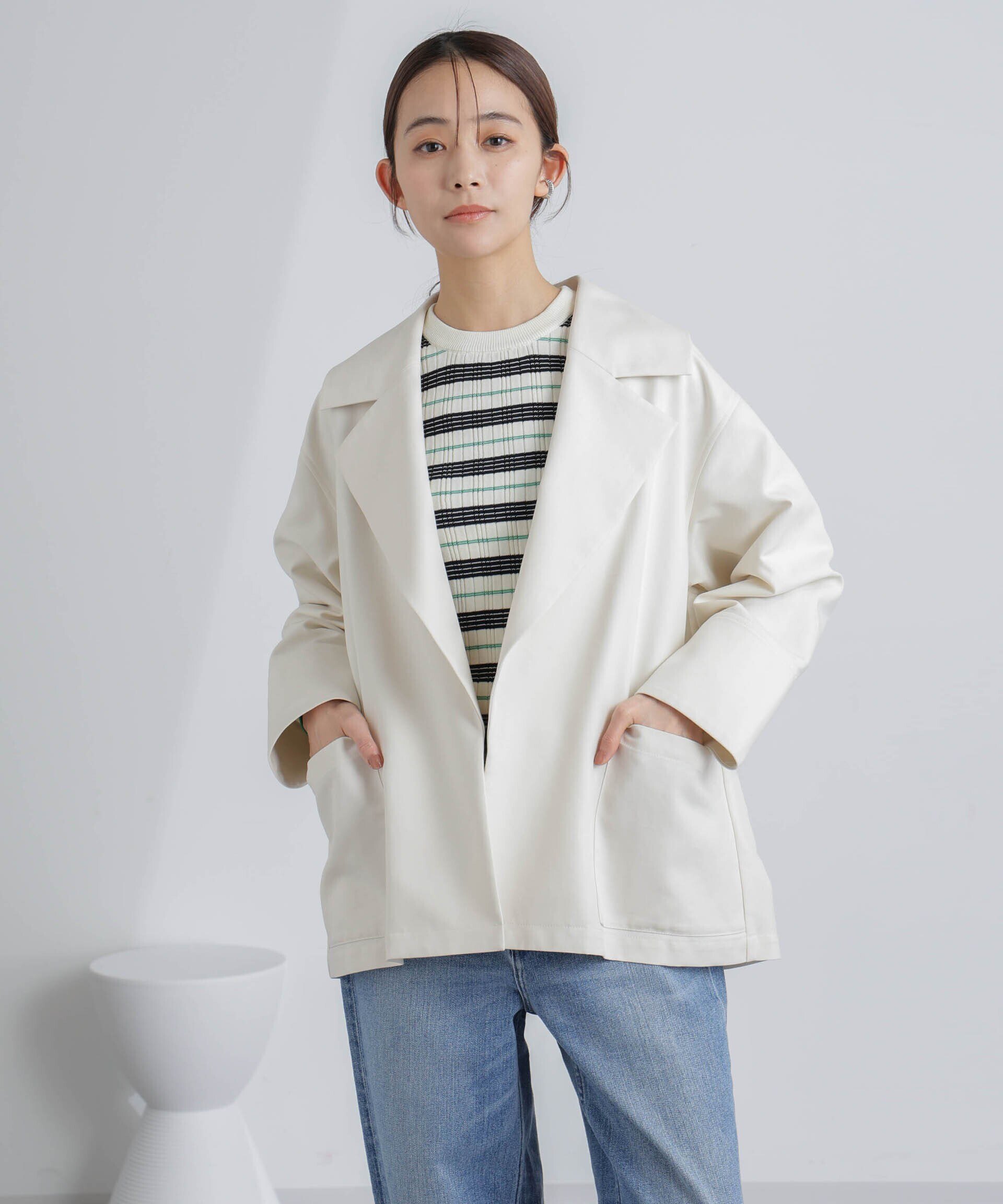【SALE／40%OFF】NANO universe ミドル丈ビッグラペルコート ナノユニバース ジャケット・アウター その他のジャケット・アウター グレー ホワイト【送料無料】 stylife-14389161 Rakuten Fashion サンプル画像3